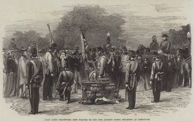 Lady Airey überreicht neue Farben an das 86. (County Down) Regiment in Gibraltar
